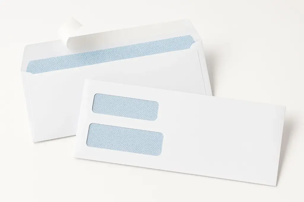 4.13X9.5 DOUBLE WINDOW BUSINESS ENVELOPE #10 WHITE GUMMED 500 PCS/BOX