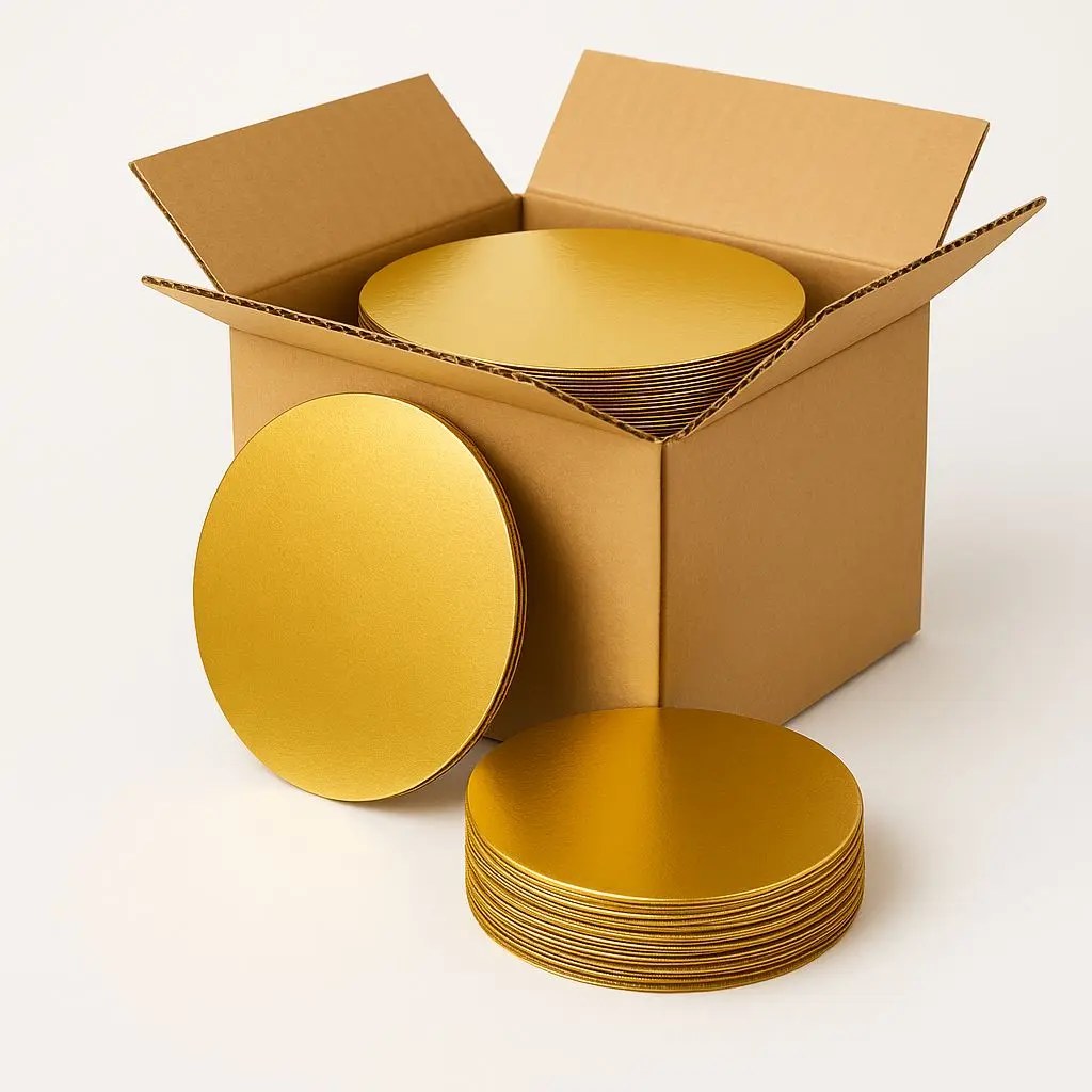 14" CORRUGATED GREASE-PROOF CAKE CIRCLE GOLD 100 PCS/CS
