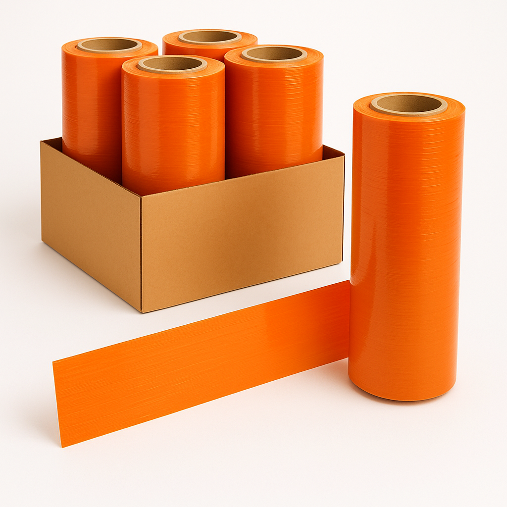 18"X1500' HAND STRETCH FILM 80GA ORANGE 48CS/PLT 