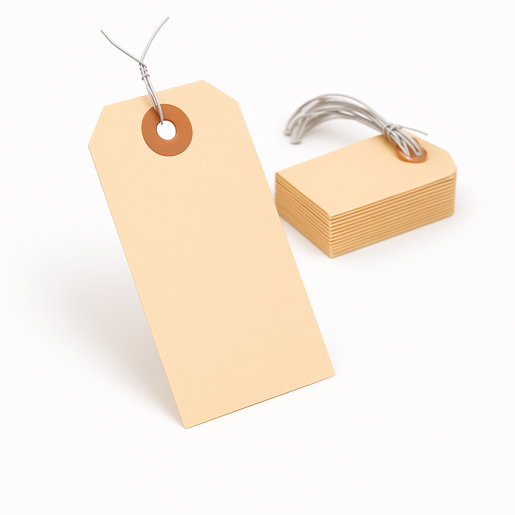 4 3/4 X 2 3/8" MANILA SHIPPING TAGS #5 13 PT. PRE-WIRED 1000/CS