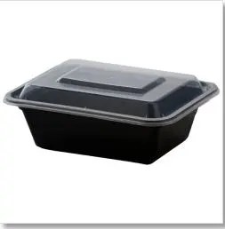 12OZ RECTANGLE MEAL PREP CONTAINER BLACK WITH LID 150/CASE
