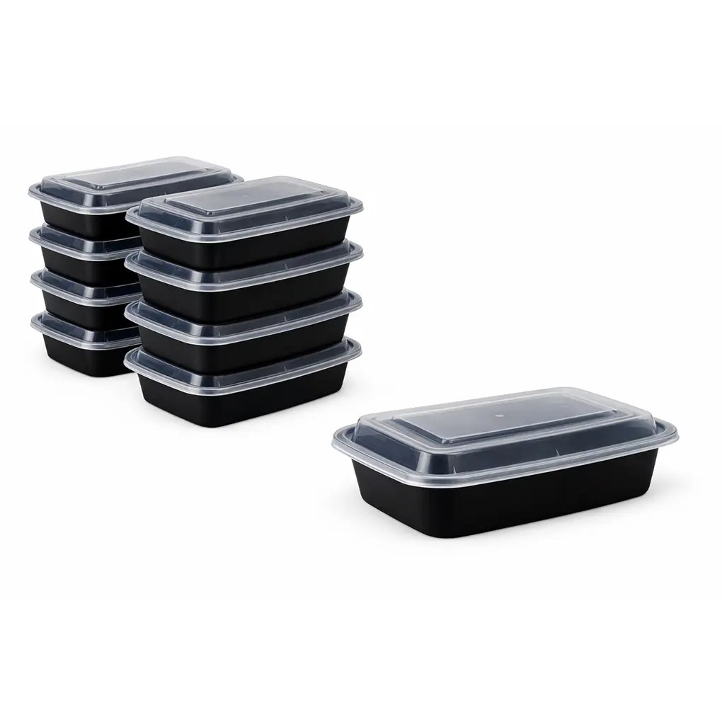 32 OZ MEAL PREP CONTAINERS RECTANGLE BLACK 150/CASE