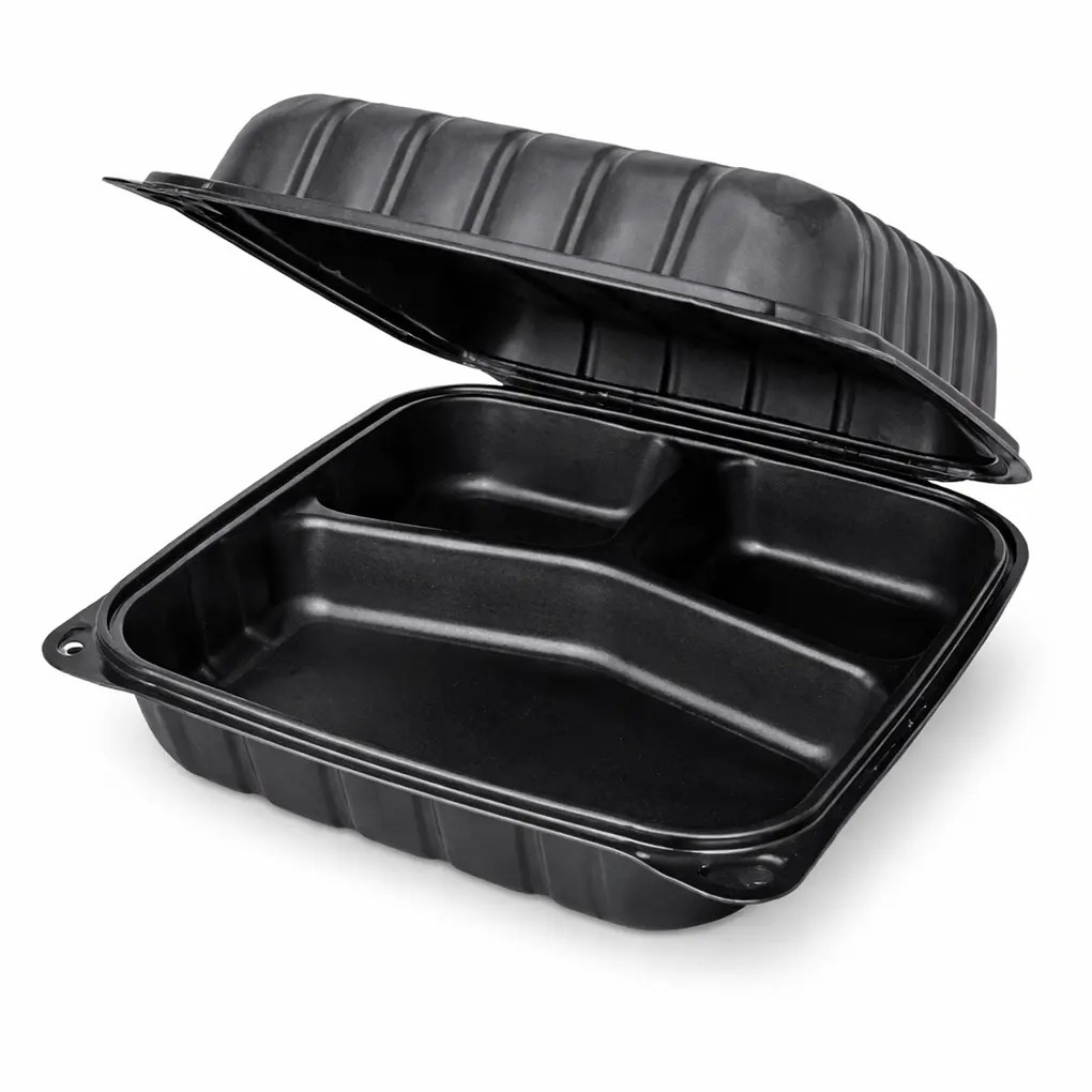 8x8 3 COMPARTMENT MINERAL-FILLED PLASTIC HINGED LID 200/BUNDLE