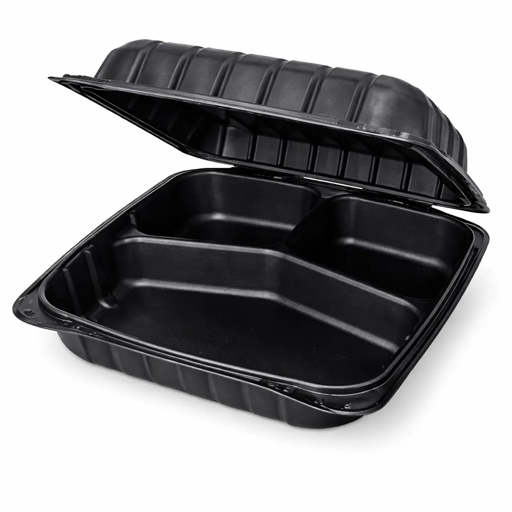 9X9 3 COMPARTMENT MINERAL-FILLED PLASTIC HINGED LID 150/BUNDLE
