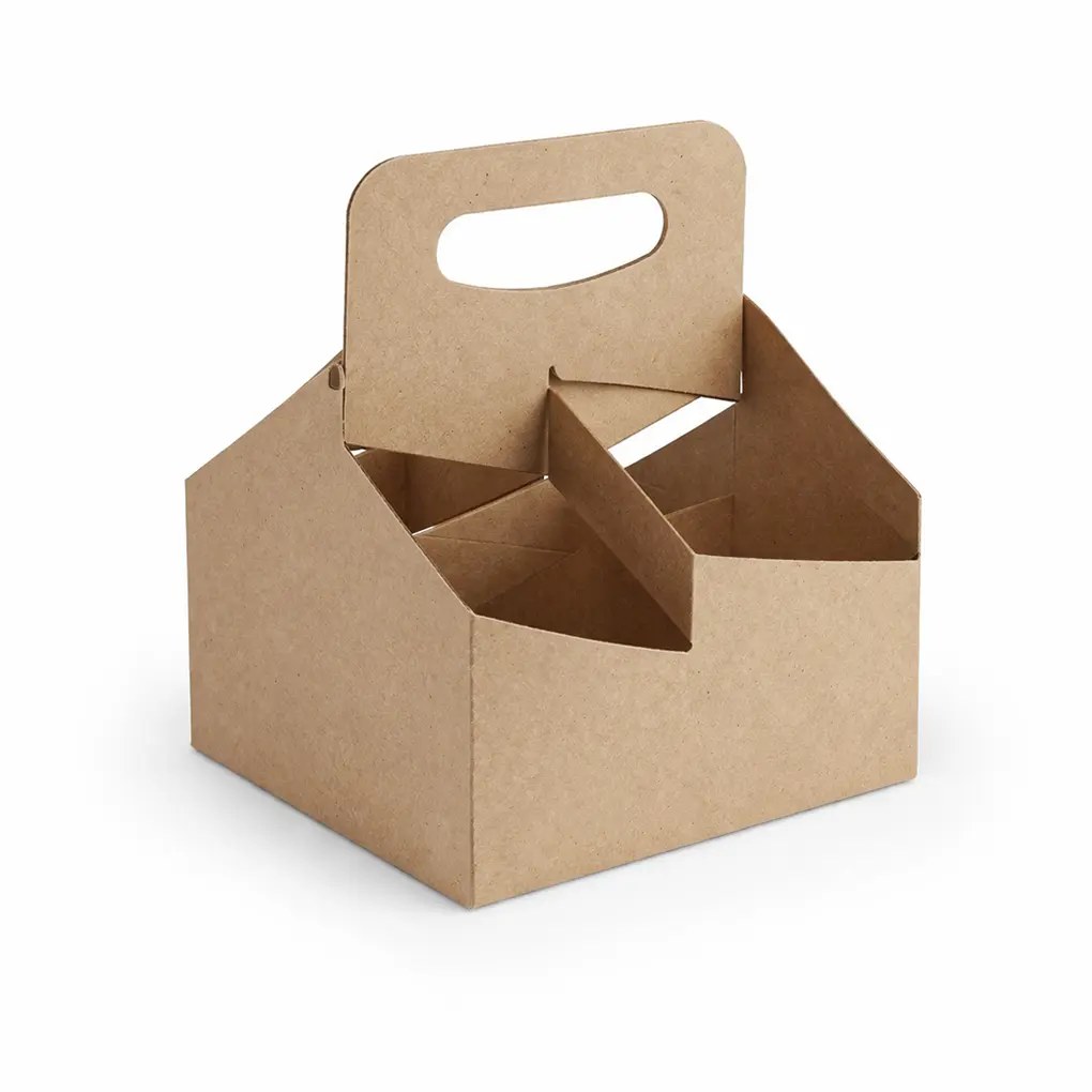 4 CUP CARRIER - FLAT PACK KRAFT 200/CASE