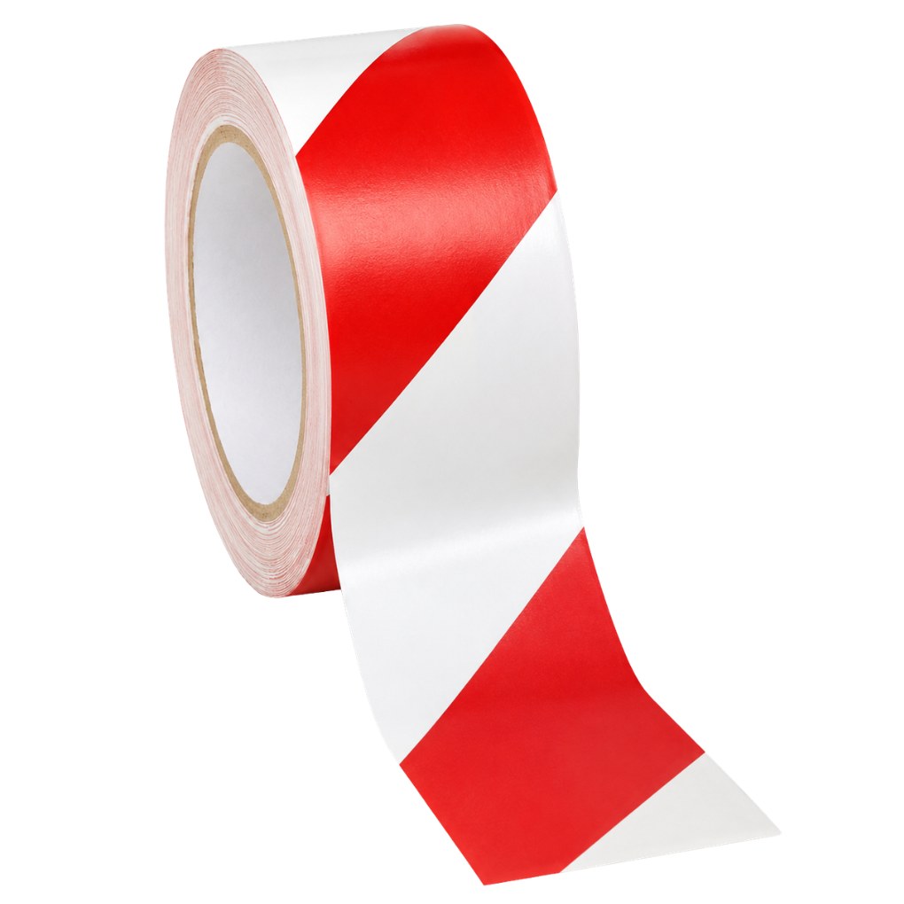 2"X36 YDS RED AND WHITE TAPE STRIPED 24 RLS/CS