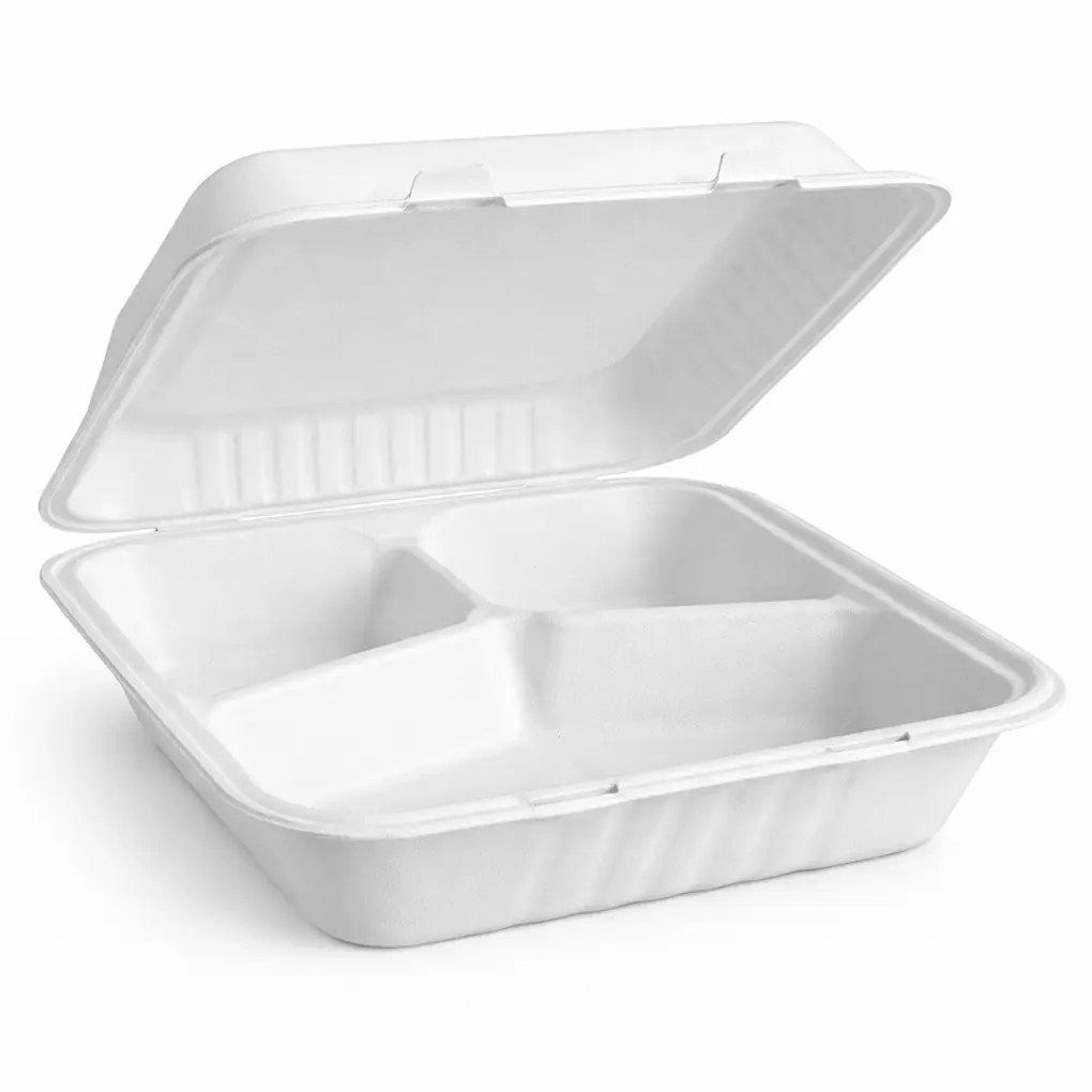 9x9 FIBER HINGED LID 3 COMPARTMENT 200/CS
