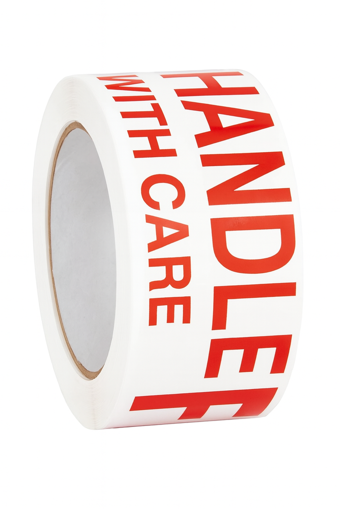 2X110YRDS LABEL - "FRAGILE, HANDLE WITH CARE, THANK YOU" RED/WHITE 36/CS