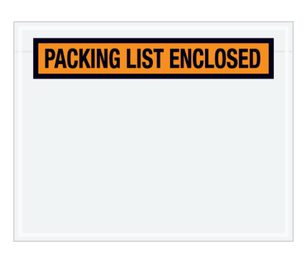 4.5X5.5  "PACKING LIST ENCLOSED" ENVELOPE  ORANGE PANEL FACE SIDE LOAD 1000 PCS/CS