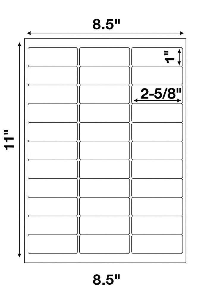 1X2 5/8 BARCODE LABELS FOR LASER & INKJET PRINTERS 30/PAGE 100 PAGES 