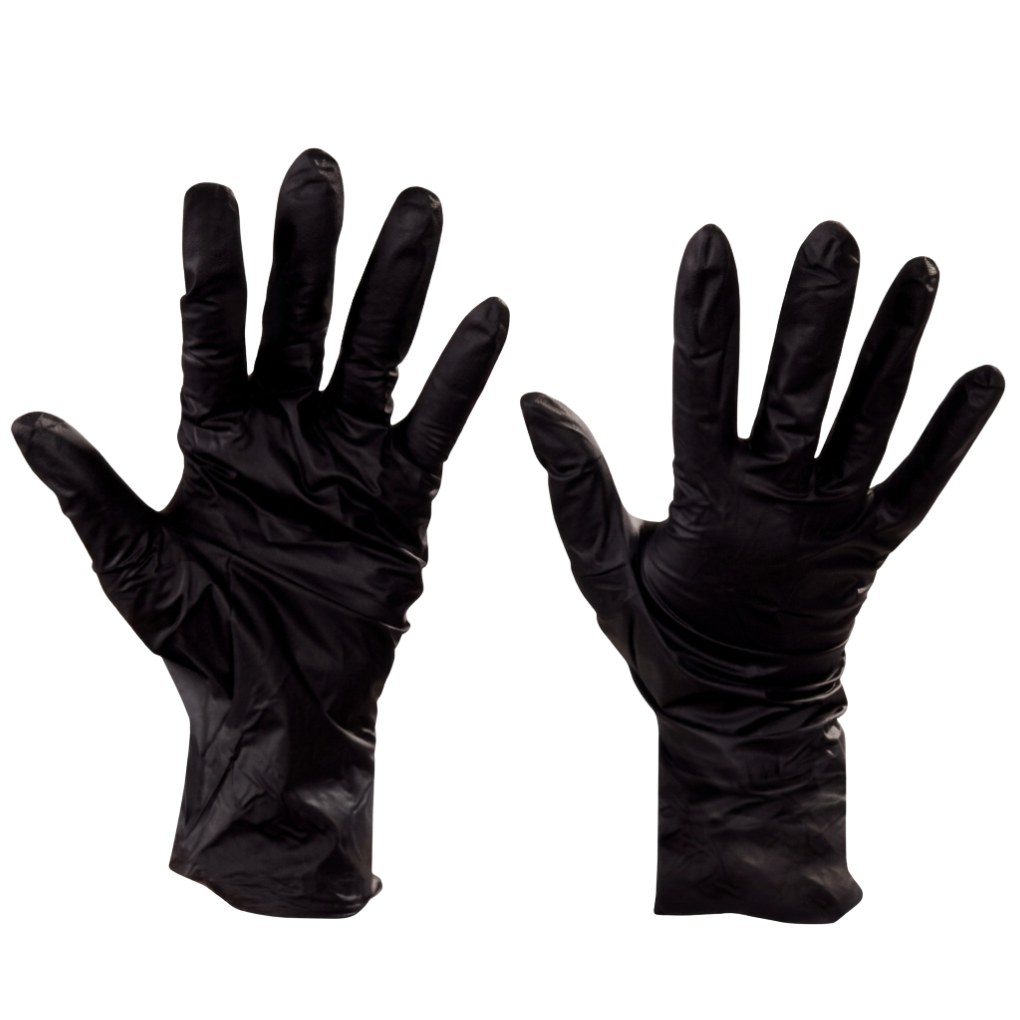 POWDER-FREE NITRILE GLOVES 5MIL LARGE  BLACK 100/BX