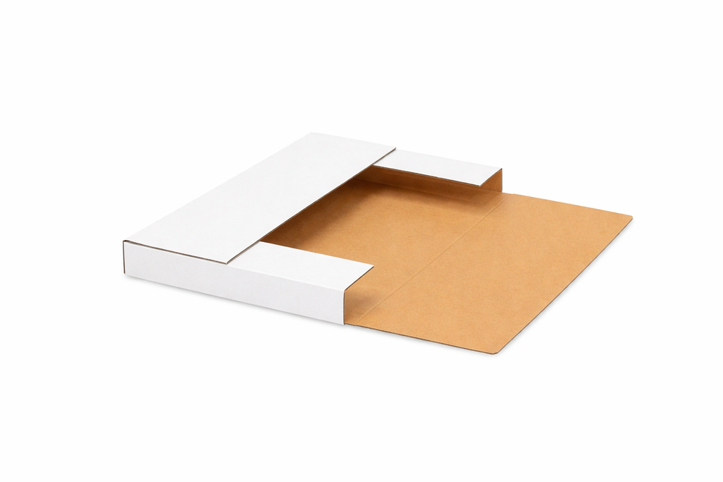 12 1/8 X 9 1/8 X  1" EASY-FOLD MAILER WHITE 50/BDL