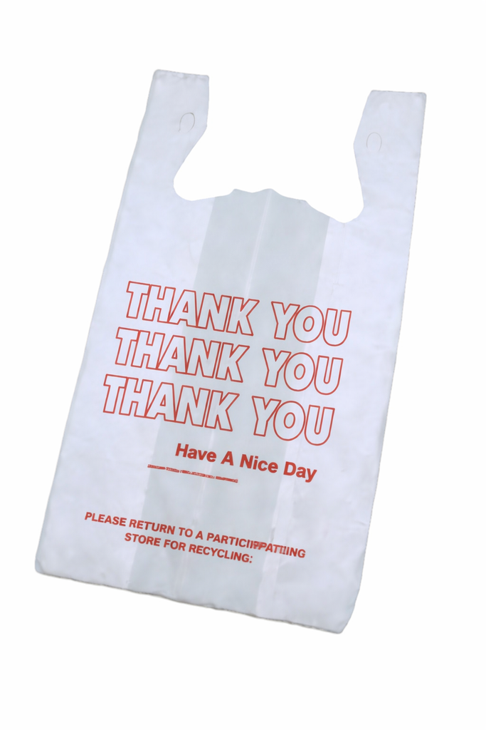 18X8X28 JUMBO T-SHIRT SHOPPING BAG WITH THANK YOU PRINTED  WHITE 275/CS