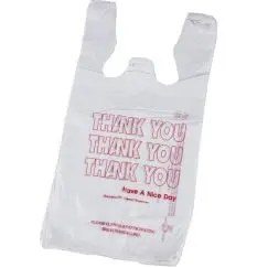 12X7X23 LARGE T-SHIRT SHOPPING BAG WITH THANK YOU PRINTED WHITE 500/CS