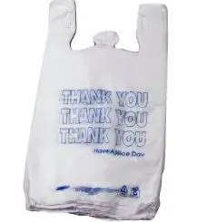 13X8X23 T-SHIRT SHOPPING BAG WITH THANK YOU PRINTED WHITE 500/CS