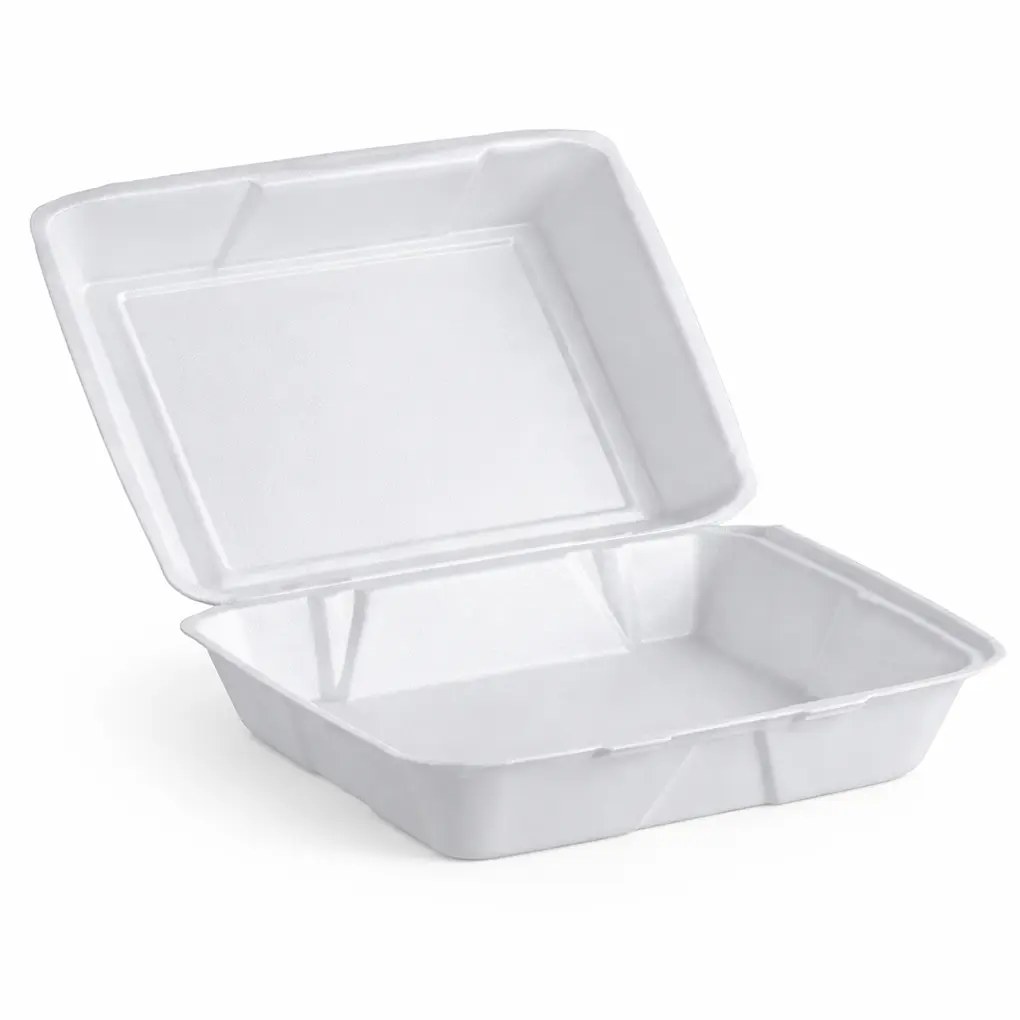 9X9X2 FOAM HINGED LID SINGLE COMPARTMENT LARGE WHITE 200/CS