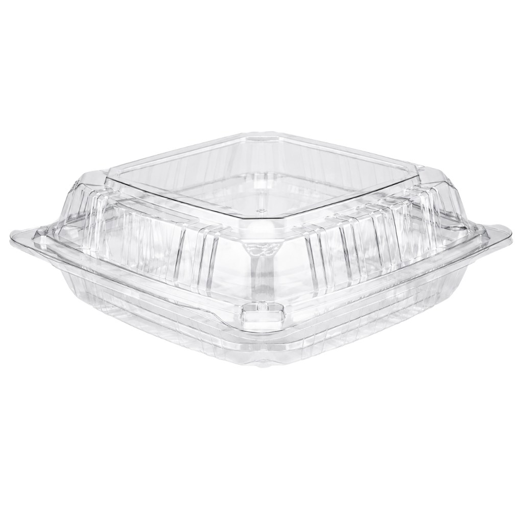 8X8X2.75 CLEAR HINGED LID PLASTIC CLAMSHELL (Shallow) 200/CS