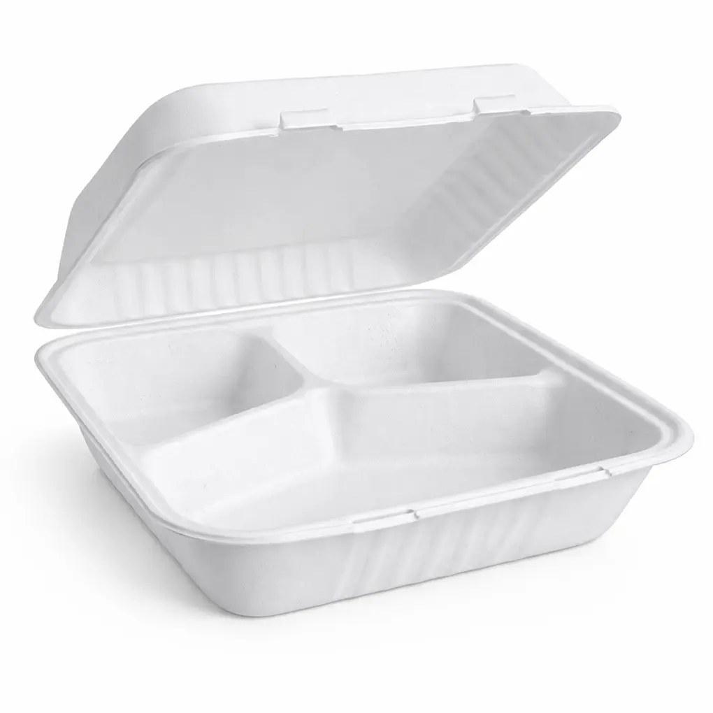 8X8 FIBER HINGED LID 3 COMPARTMENT 200/CS