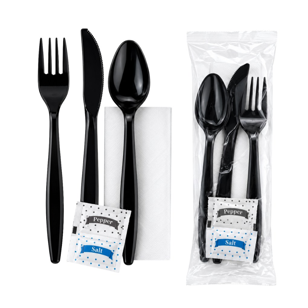 6PCS HEAVY WEIGHT CUTLERY KIT  BLACK 250 /CS