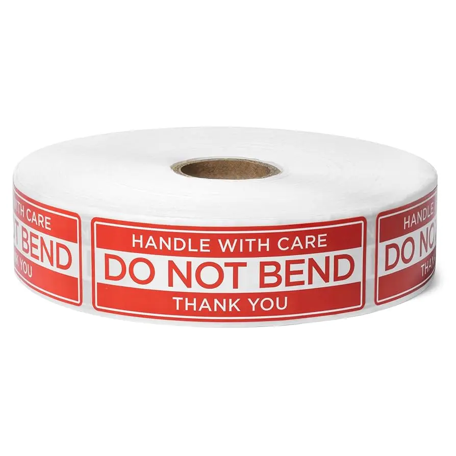  3X5 "FRAGILE, HANDLE WITH CARE, THANK YOU" RED/WHITE LABEL 500/RL
