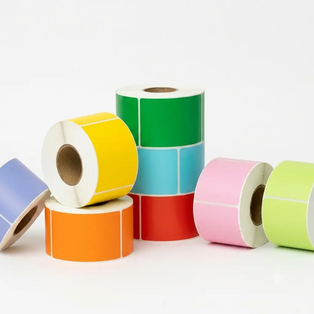  4X6 THERMAL SHIPPING LABEL COMBO ASSORTED COLORS RED ORANGE GREEN YELLOW BLUE 250 LBL/RL 5RLS/CS  