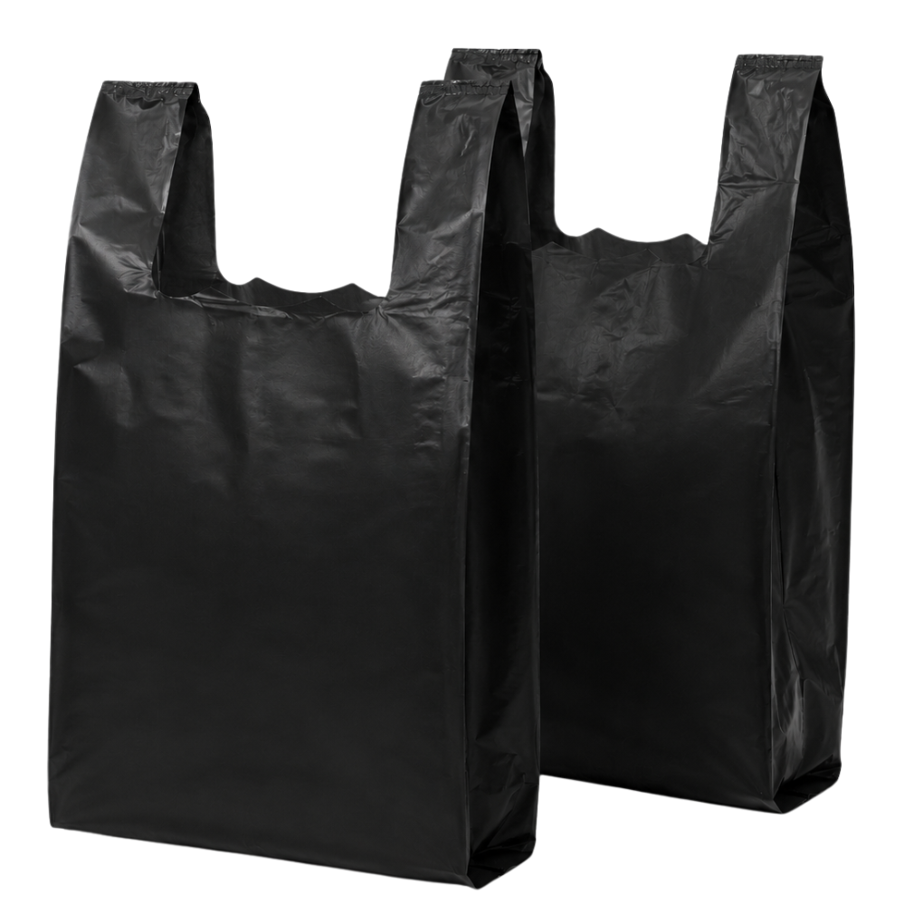 8X4X16 T-SHIRT SHOPPING BAG MIC 13.5 BLACK 1000/CS