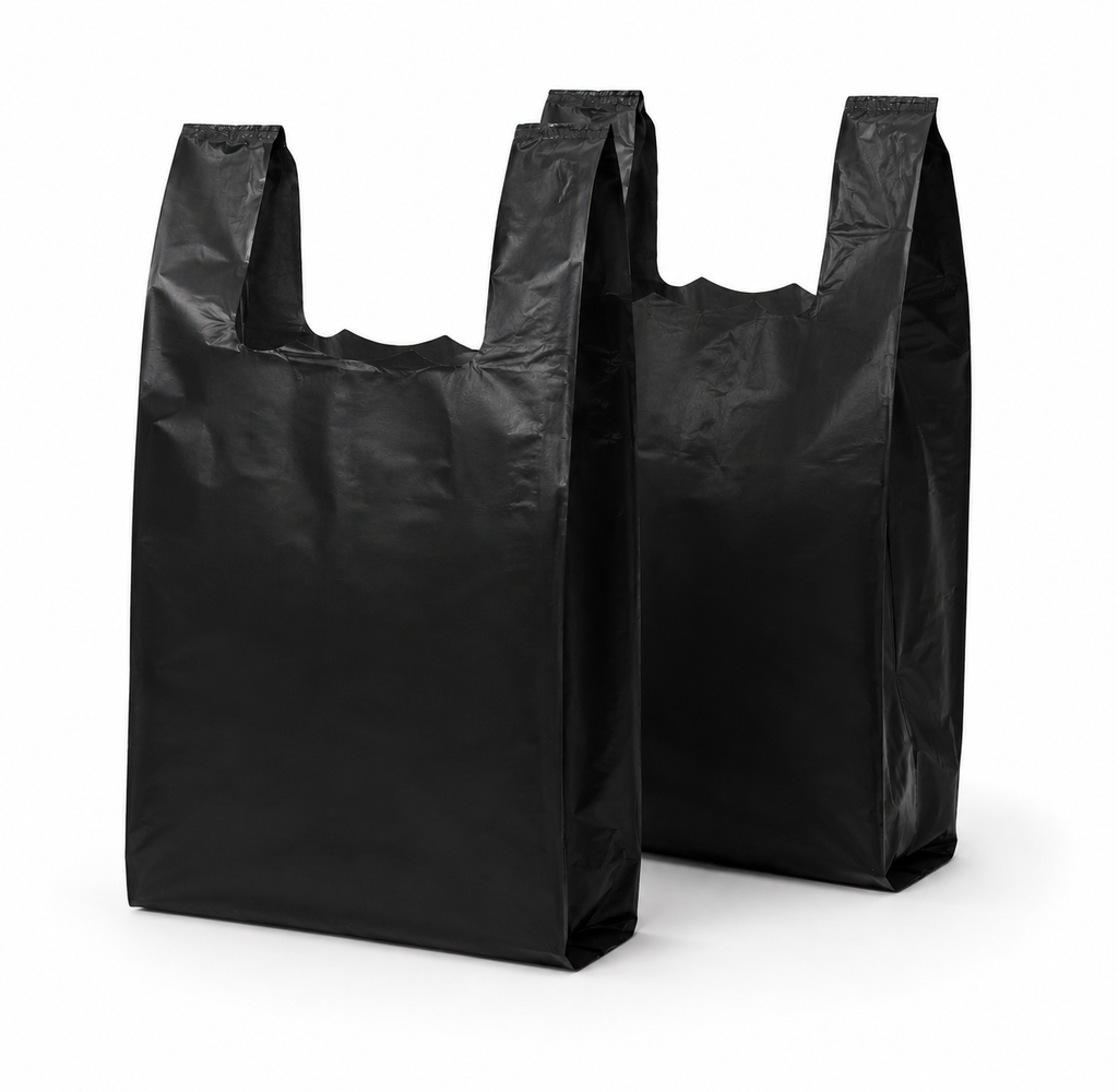 10X5X18 T-SHIRT SHOPPING BAG MIC 14.5 BLACK 1000/CS