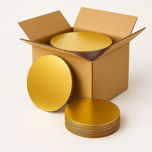 14" CORRUGATED GREASE-PROOF CAKE CIRCLE GOLD 100 PCS/CS