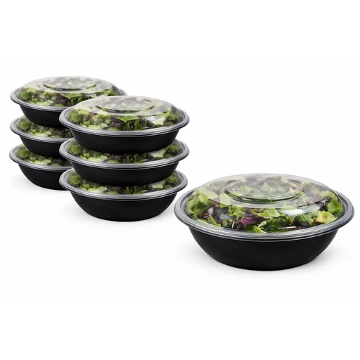 160 OZ SALAD BOWLS WITH LIDS BLACK 25/CASE