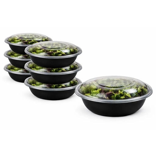 80 oz Salad Bowls with Lids Black