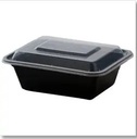 12OZ RECTANGLE MEAL PREP CONTAINER BLACK WITH LID 150/CASE