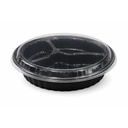 33 OZ MEAL PREP CONTAINER WITH 3 COMPARMENT ROUND BLACK 150/CASE