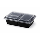 33 OZ MEAL PREP CONTAINERS WITH 3 COMPARTMENTS RECTANGLE BLACK 150/ CASE