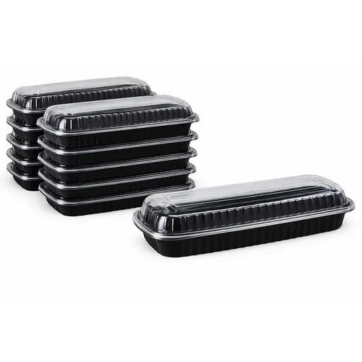 Full Slab Rib Container with Clear OPS Lid Black