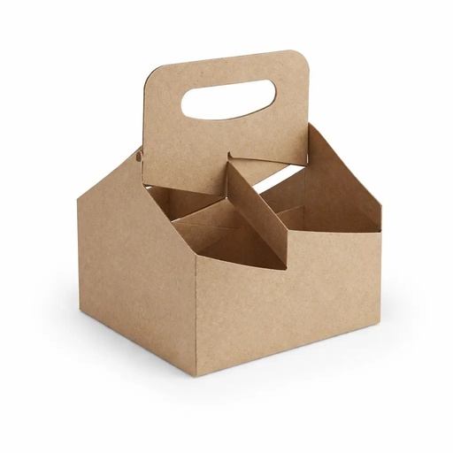 4 Cup Carrier - Flat Pack Kraft