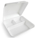9X9X2 FOAM HINGED LID 3 COMPARTMENT LARGE WHITE 200/CS