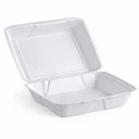 9X9X2 FOAM HINGED LID SINGLE COMPARTMENT LARGE WHITE 200/CS