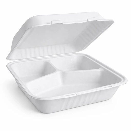 8X8 FIBER HINGED LID 3 COMPARTMENT 200/CS