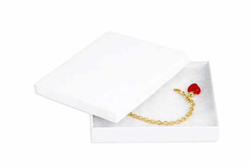 [JB-060501WHITE] 6X5X1 JEWELRY BOX FILLED WITH NON-TARNISHING COTTON WHITE 42/CASE