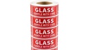 2X5 GLASS HANDLE WITH CARE FRAGILE STICKERS BLACK RED 500/CS