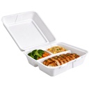 9X8X3 FOAM HINGED LID 3 COMPARTMENT MEDIUM WHITE 200/CS