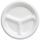  9 INCH FOAM PLATES 3 COMPARTMENT WHITE 500/CS