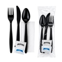 6PCS MEDIUM WEIGHT CUTLERY KIT  BLACK 250/CS 90CS/PLT