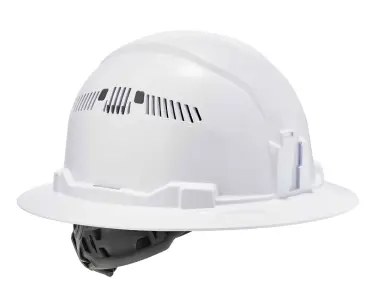 HARD HAT WITH VENTS AND RATCHET SIZE ADJUSTMENT 4 POINT SUSPENSION WHITE